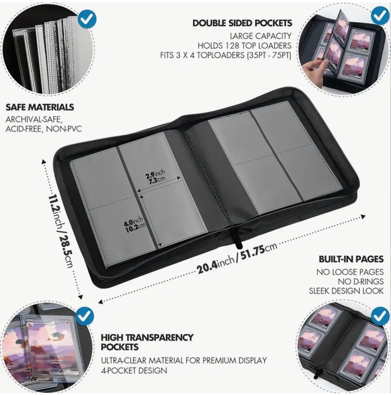 High Quality Top Loader Binder Pokemon and TCG 112+
